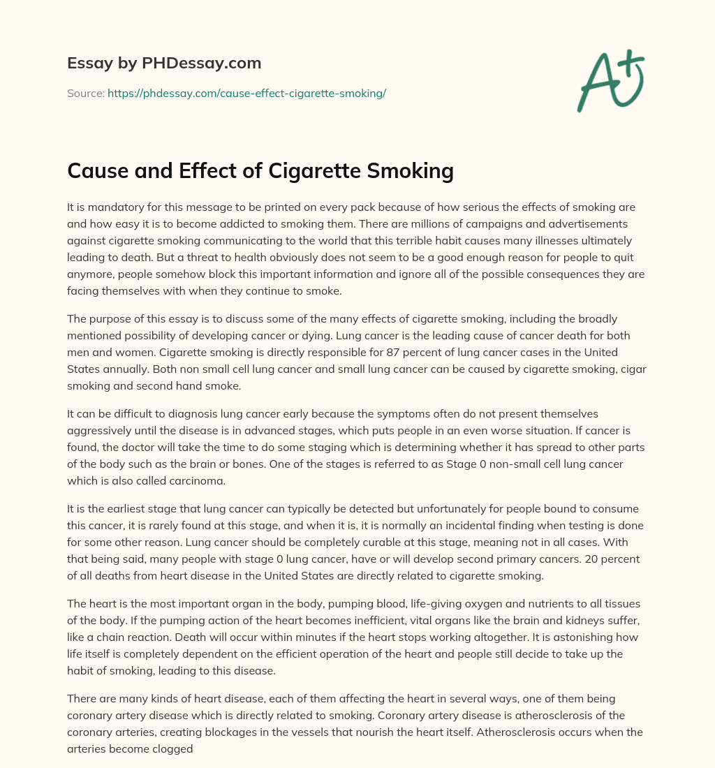 cause and effect cigarette smoking essay