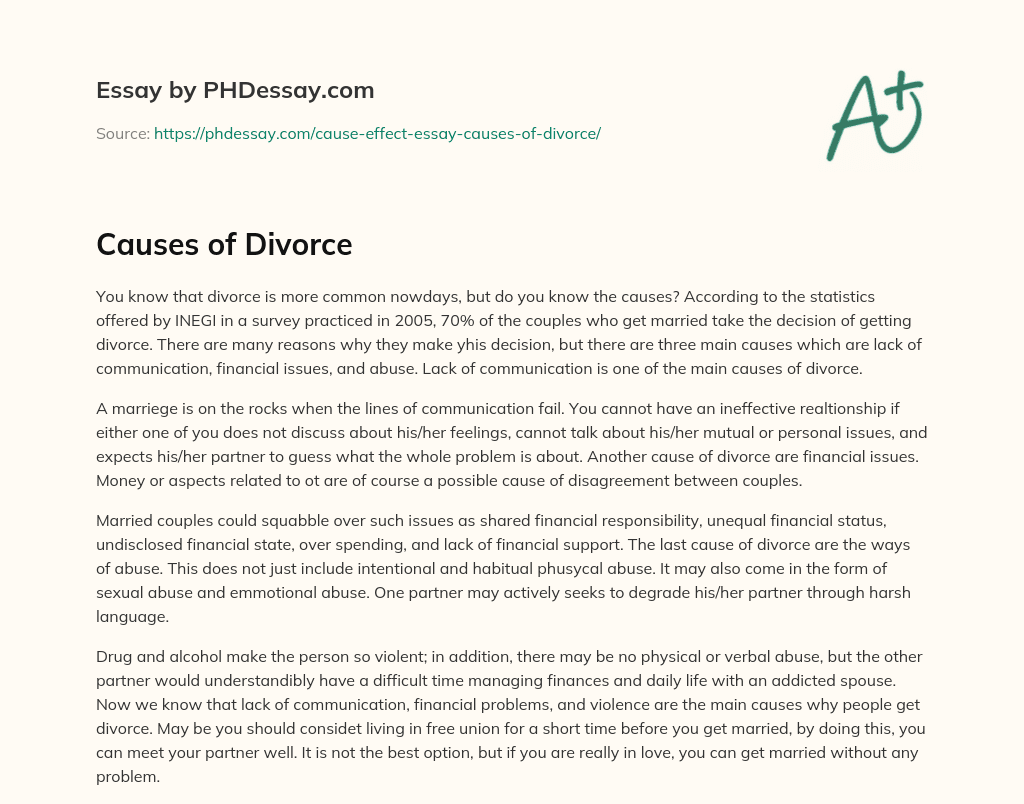 cause for divorce essay
