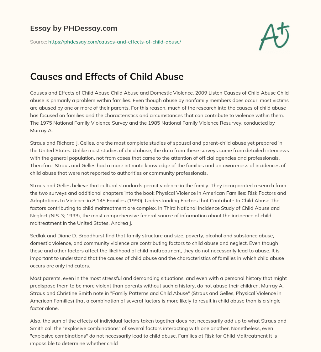 Causes and Effects of Child Abuse essay