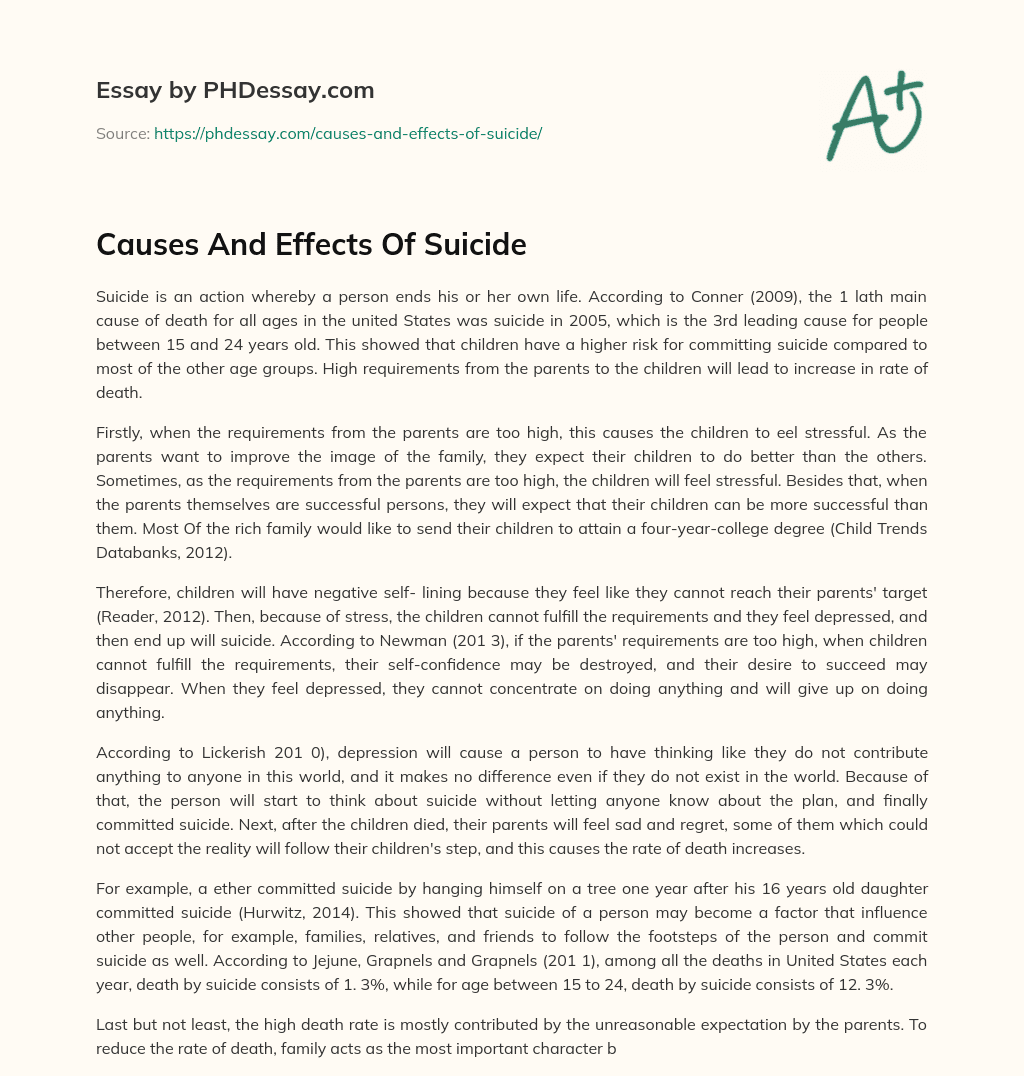 Causes And Effects Of Suicide essay