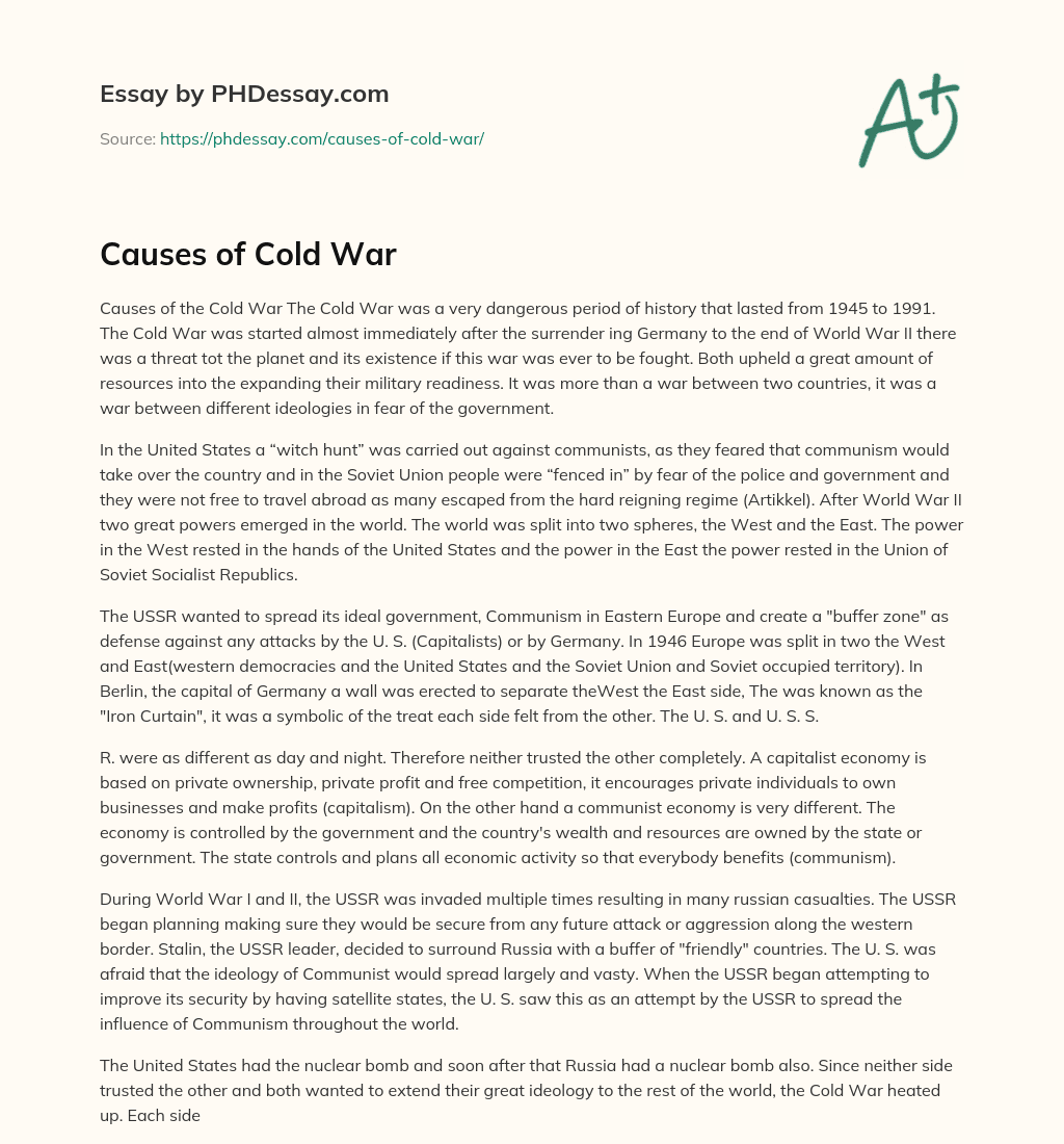 essay about the causes of the cold war