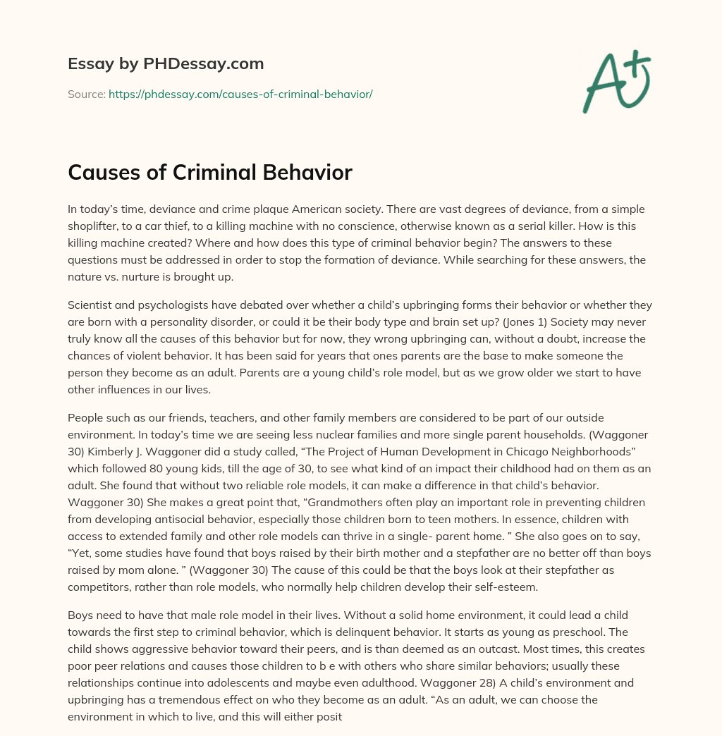 Causes of Criminal Behavior essay