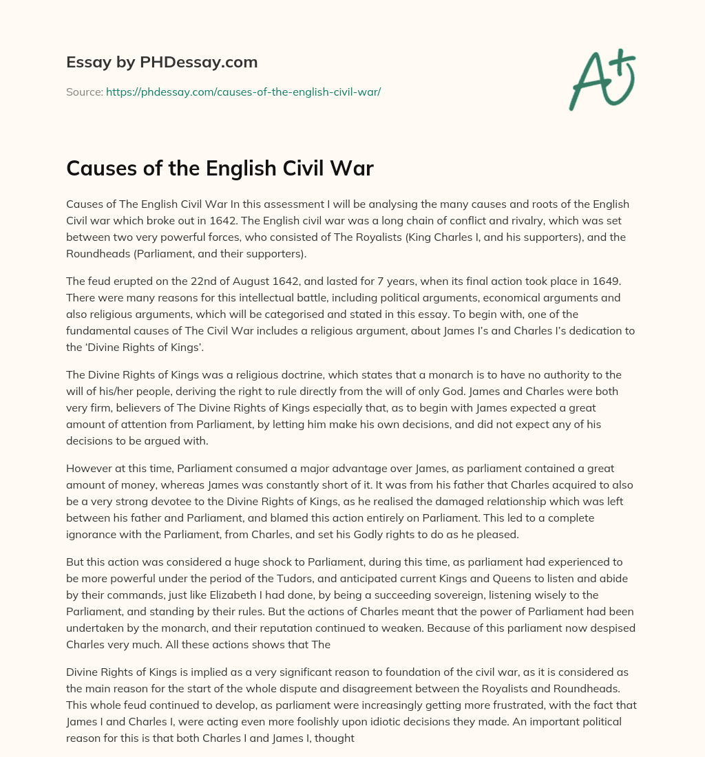 essay on causes of english civil war