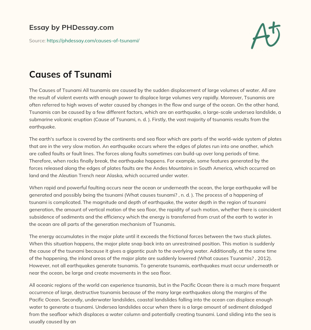 essay about tsunami causes