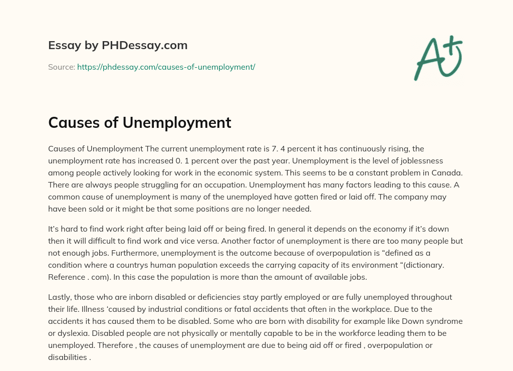Causes of Unemployment essay