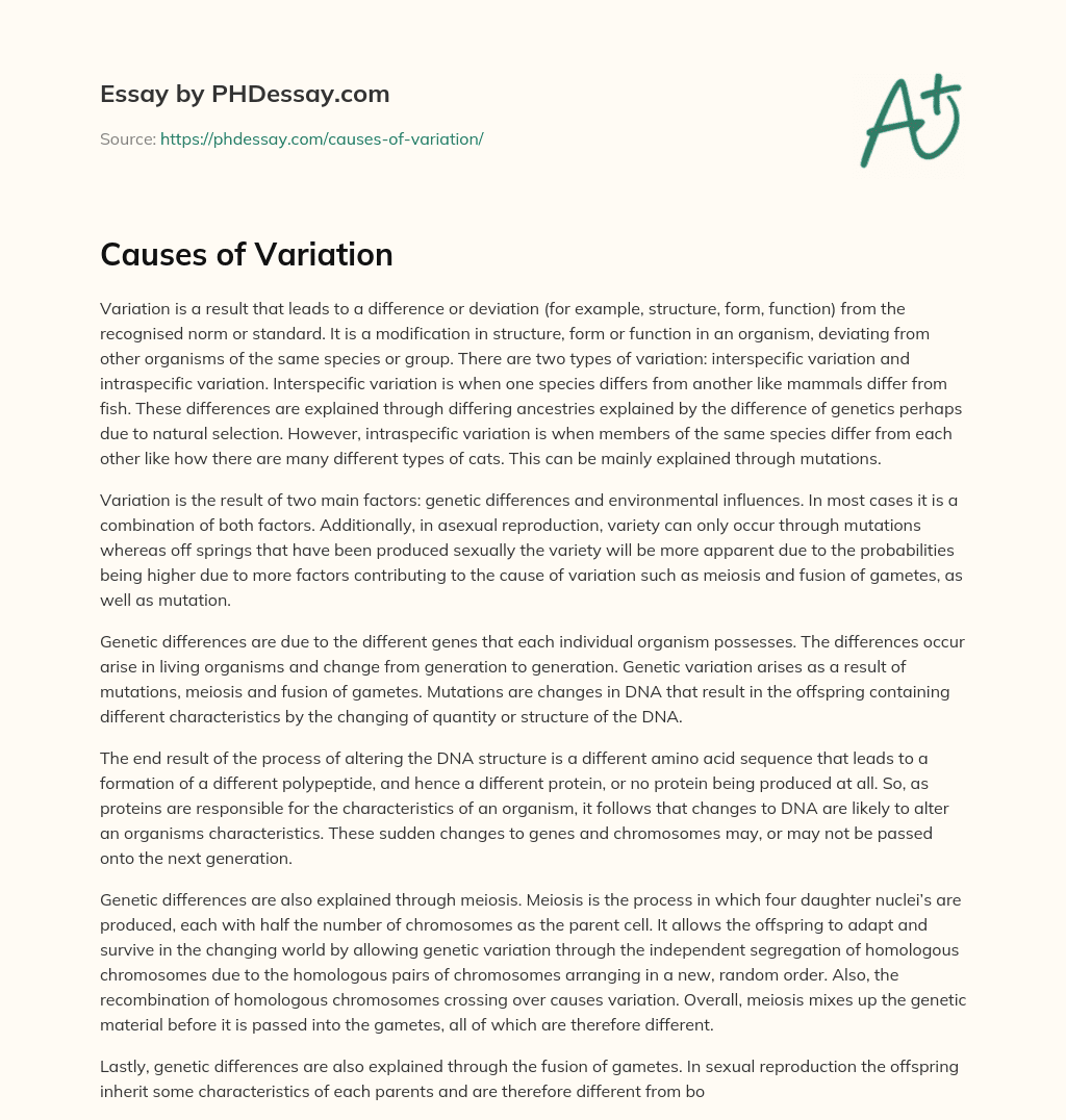 ﻿Causes of Variation essay