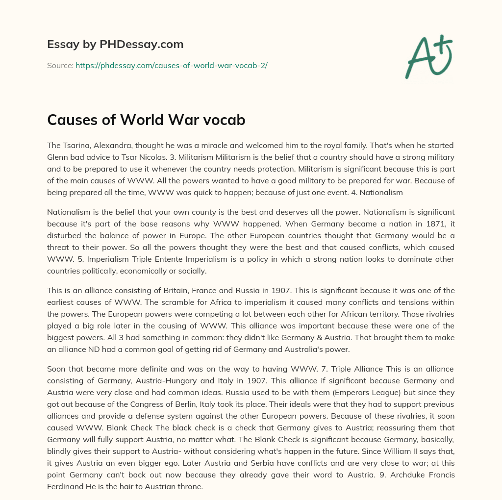 causes-of-world-war-vocab-phdessay