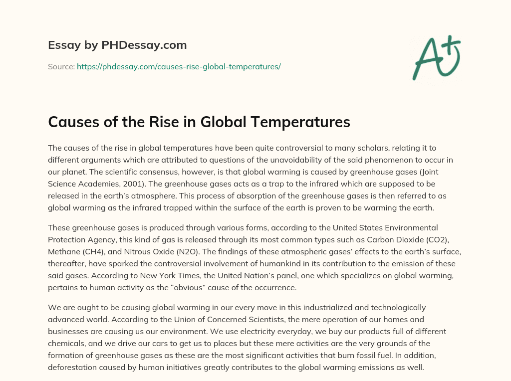 Causes of the Rise in Global Temperatures essay