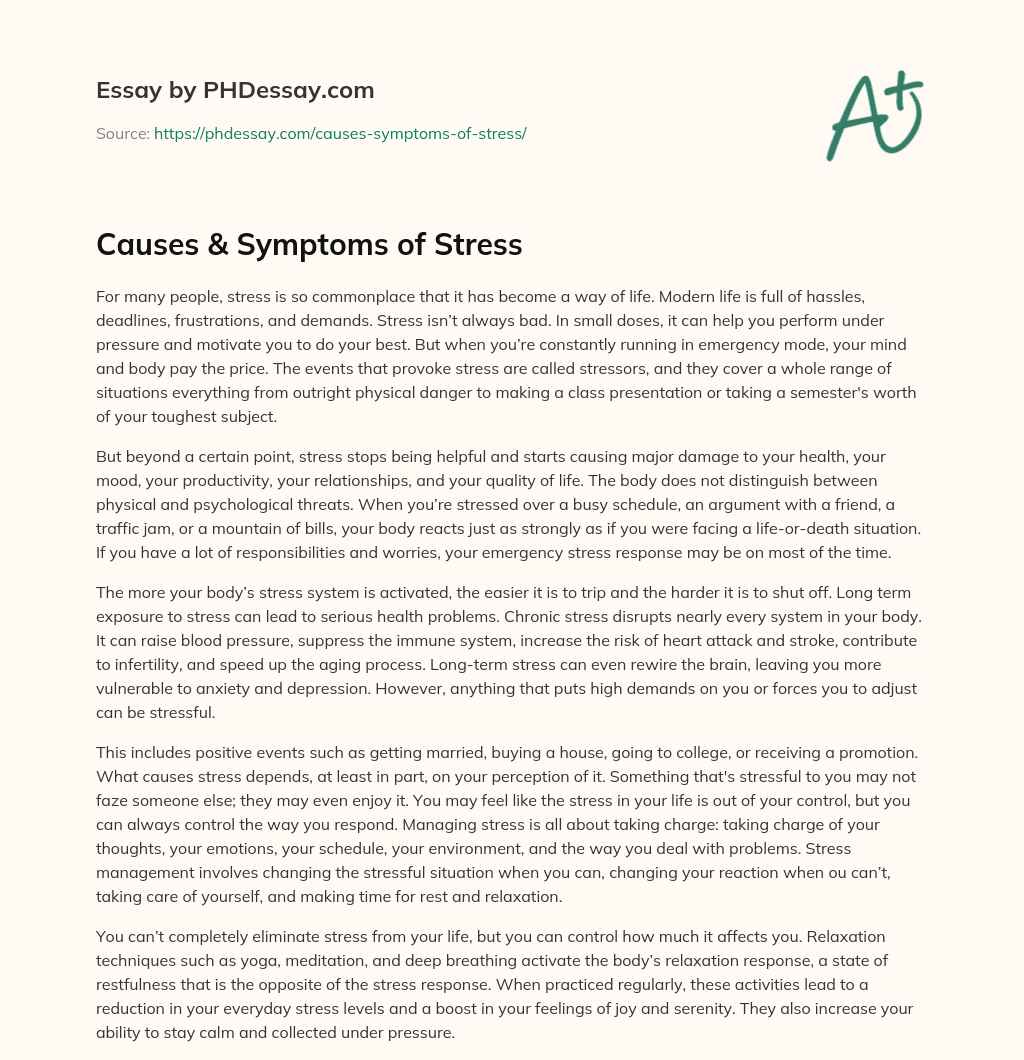 Causes & Symptoms of Stress essay