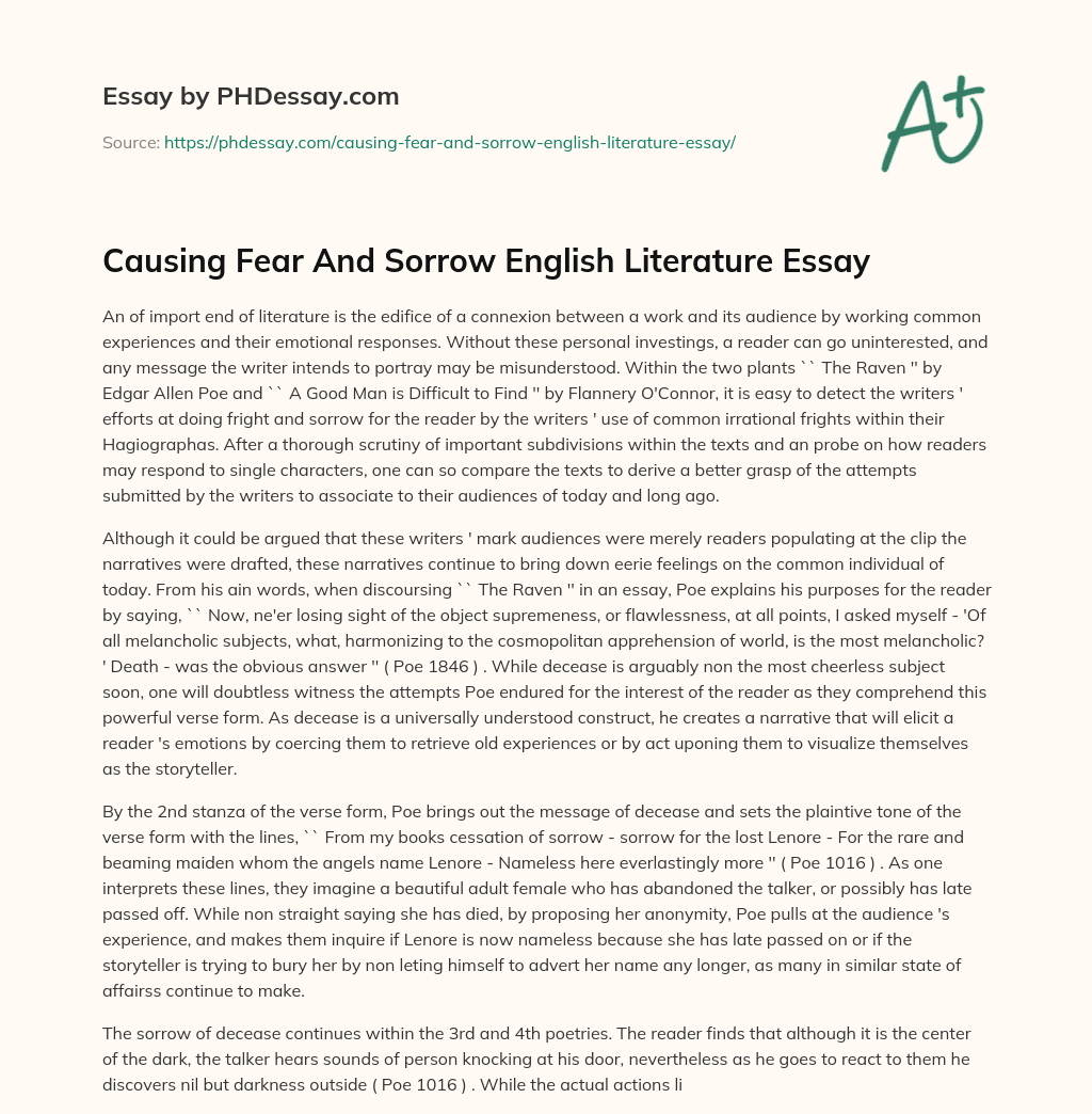 Causing Fear And Sorrow English Literature Essay essay