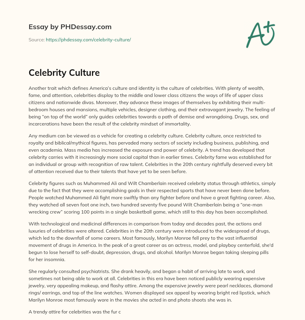 Celebrity Culture essay