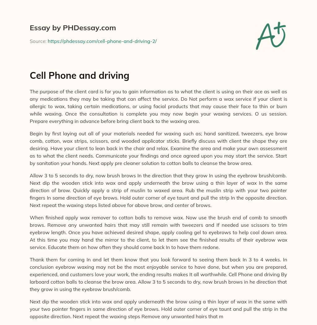 Cell Phone and driving essay