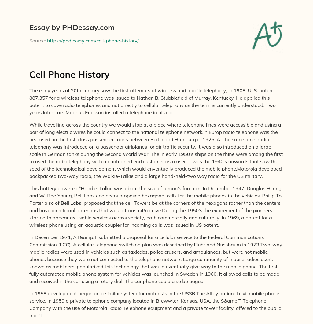 Cell Phone History