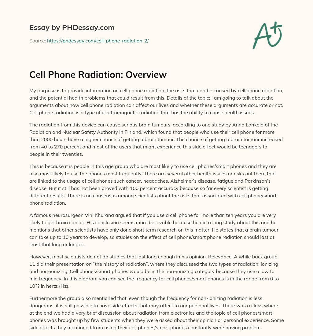 Cell Phone Radiation: Overview essay