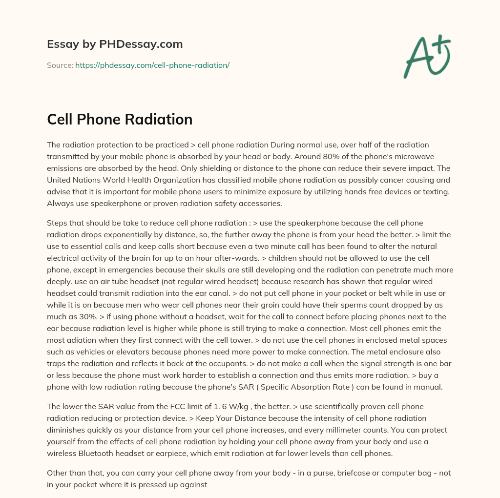 essay about cell phone radiation