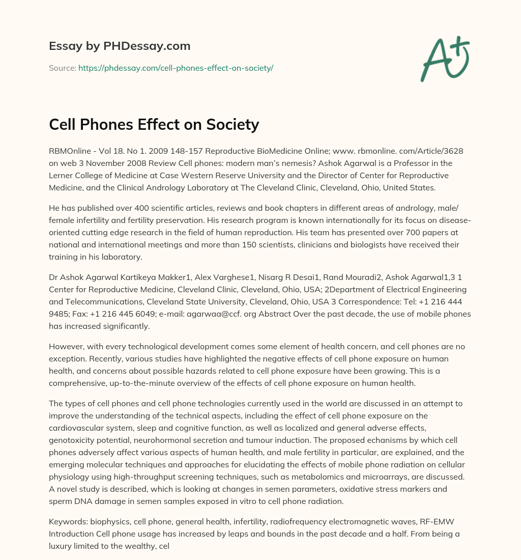 Cell Phones Effect on Society essay