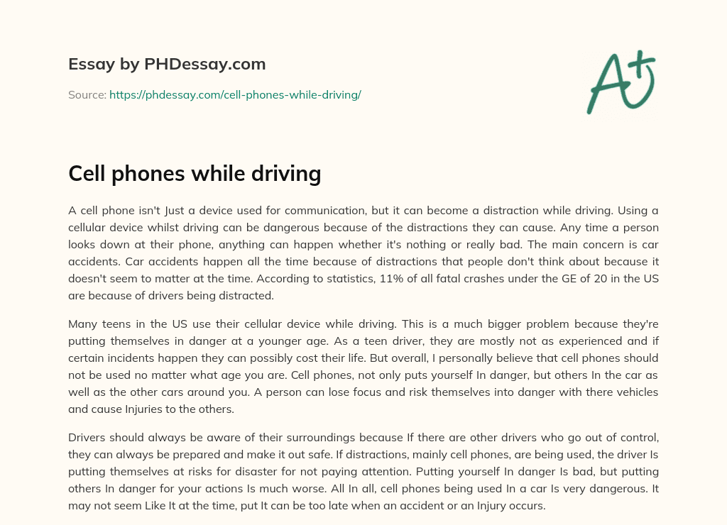 driving and cell phone use essay