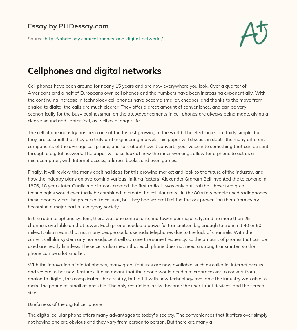 Cellphones and digital networks essay