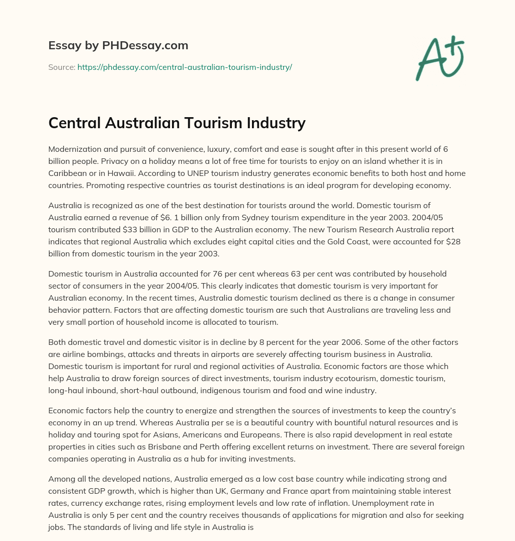 Central Australian Tourism Industry essay