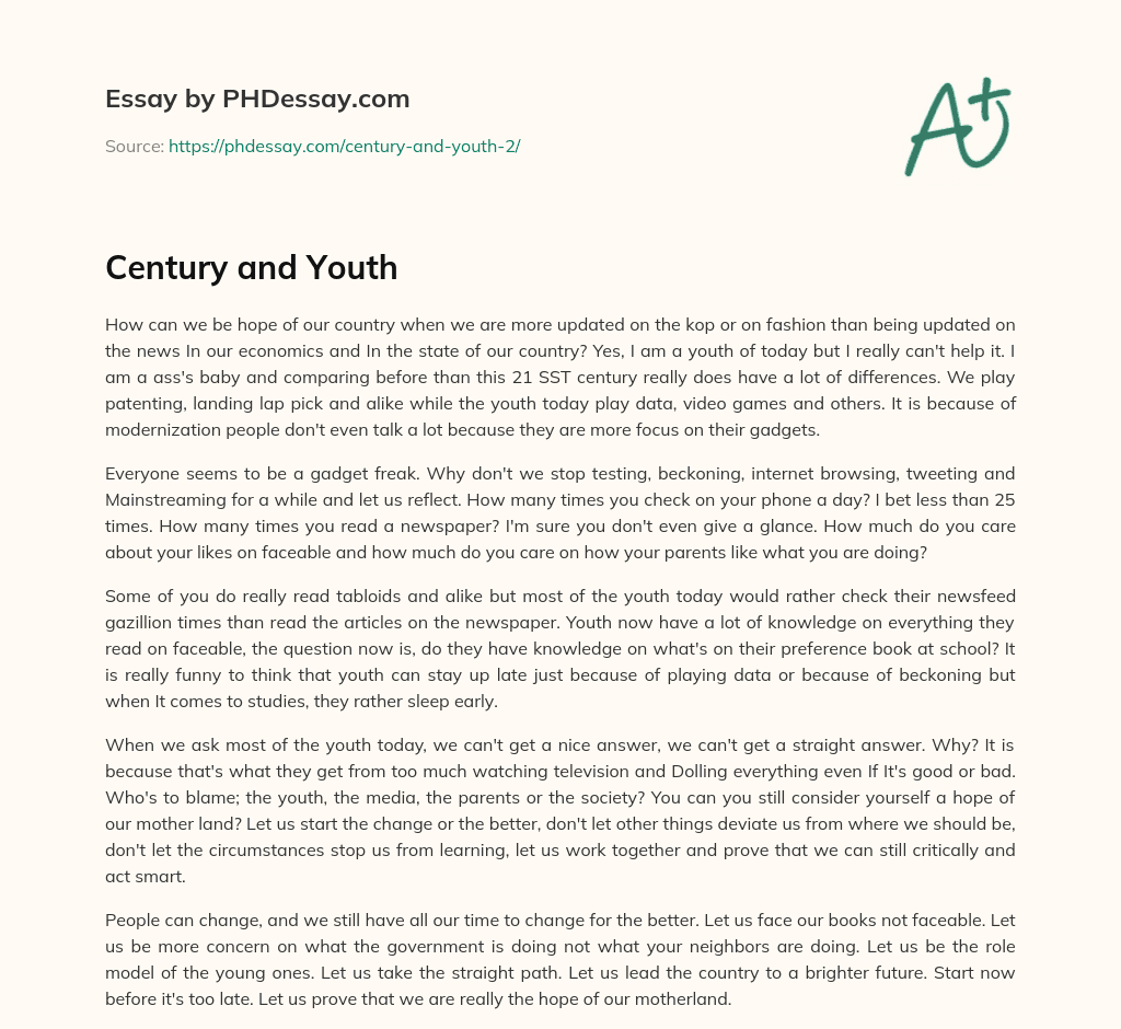 Century and Youth essay