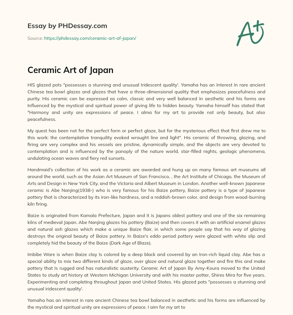 Ceramic Art of Japan essay