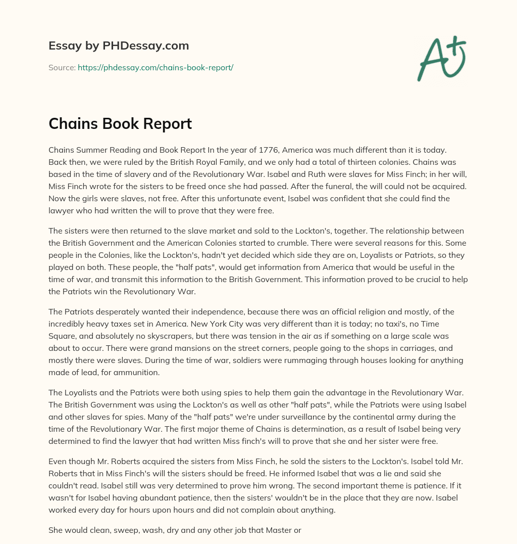 Chains Book Report essay