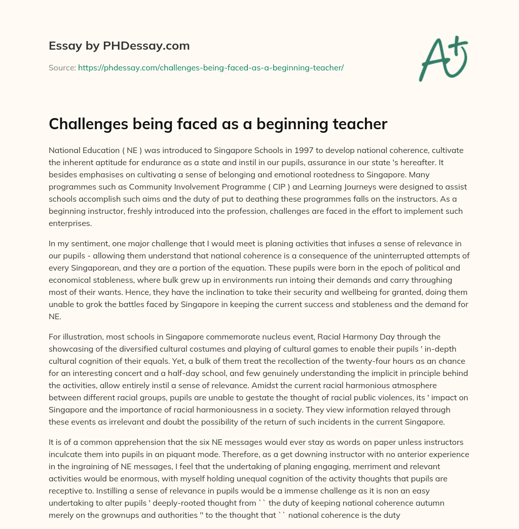 Challenges being faced as a beginning teacher essay