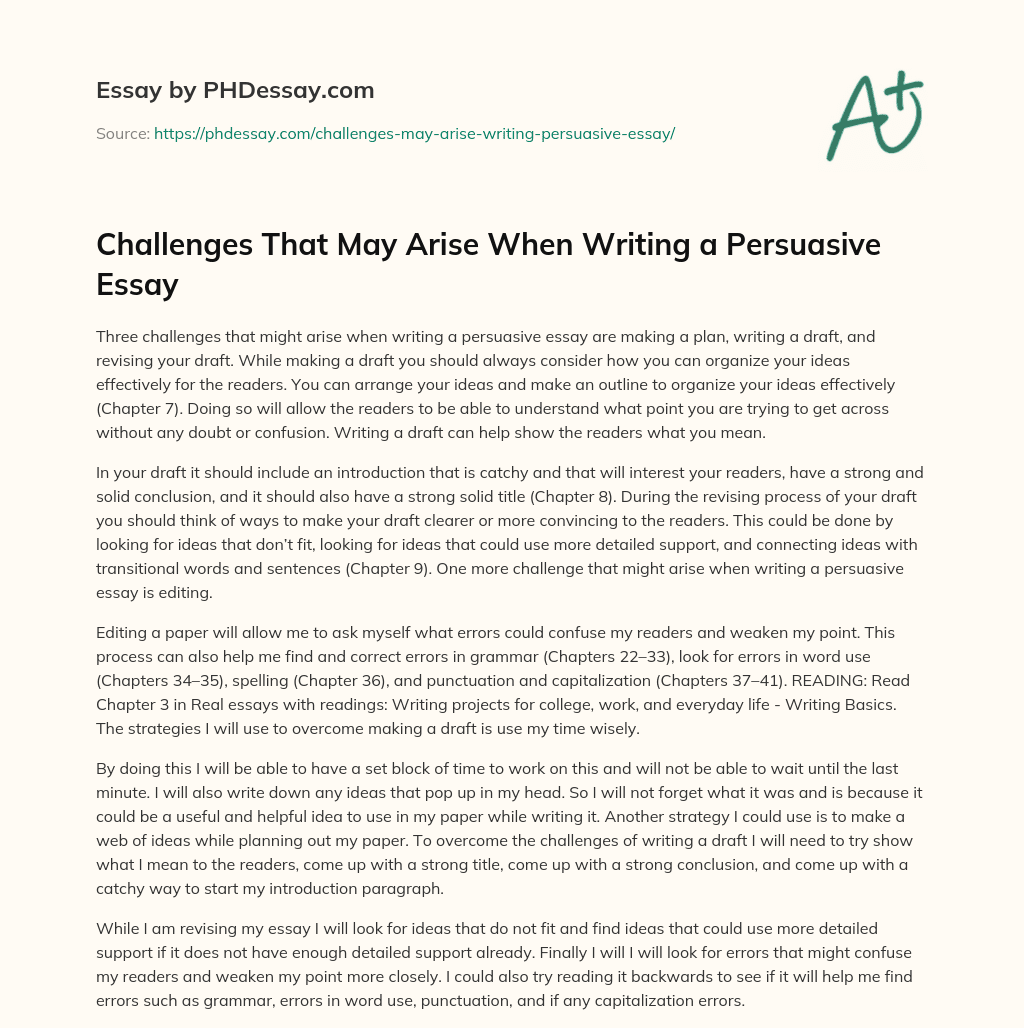 Challenges That May Arise When Writing a Persuasive Essay essay