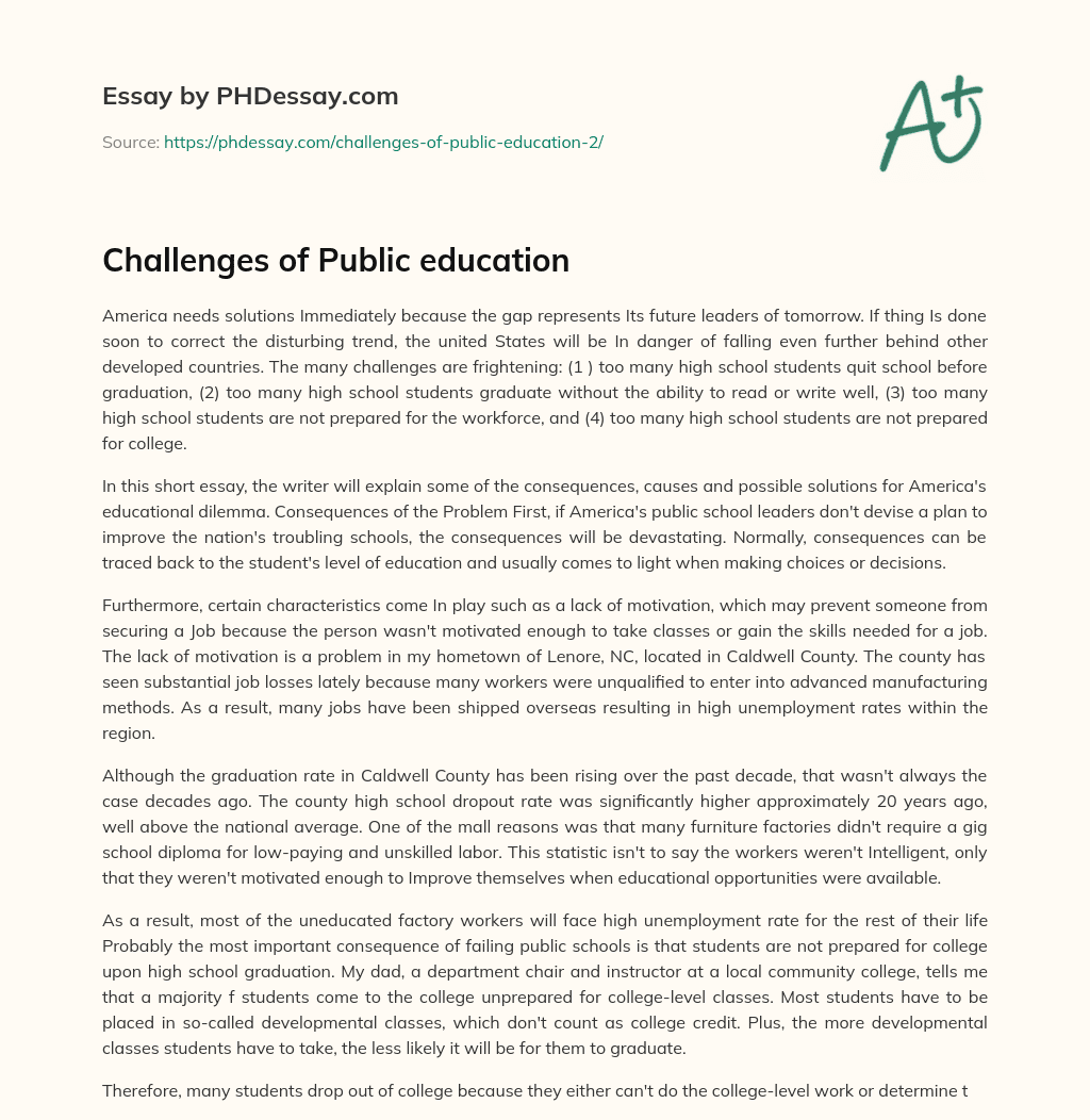 essay about the challenges of education