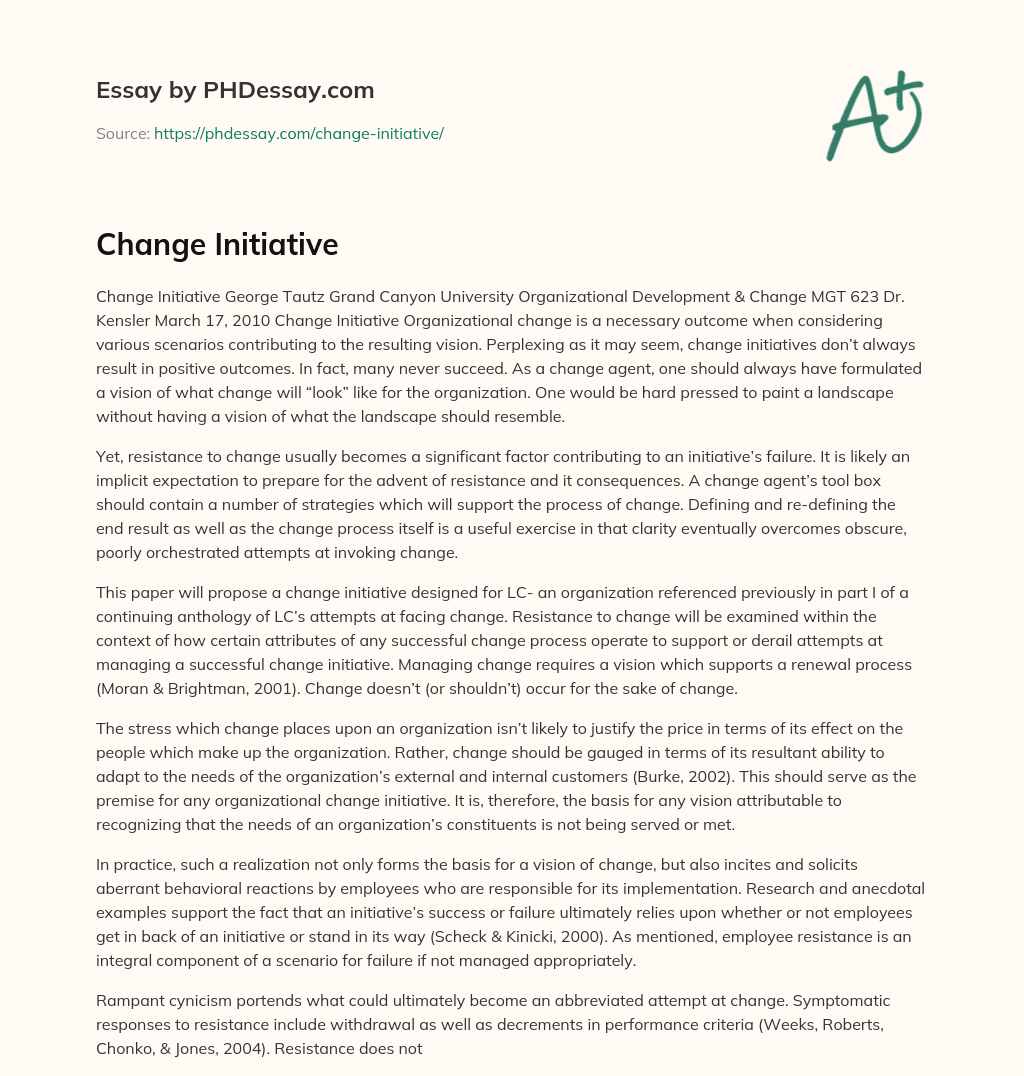 Change Initiative essay