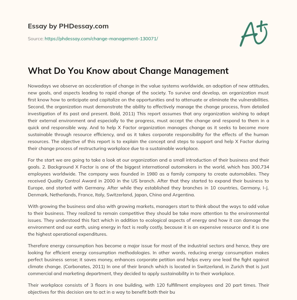 What Do You Know about Change Management essay