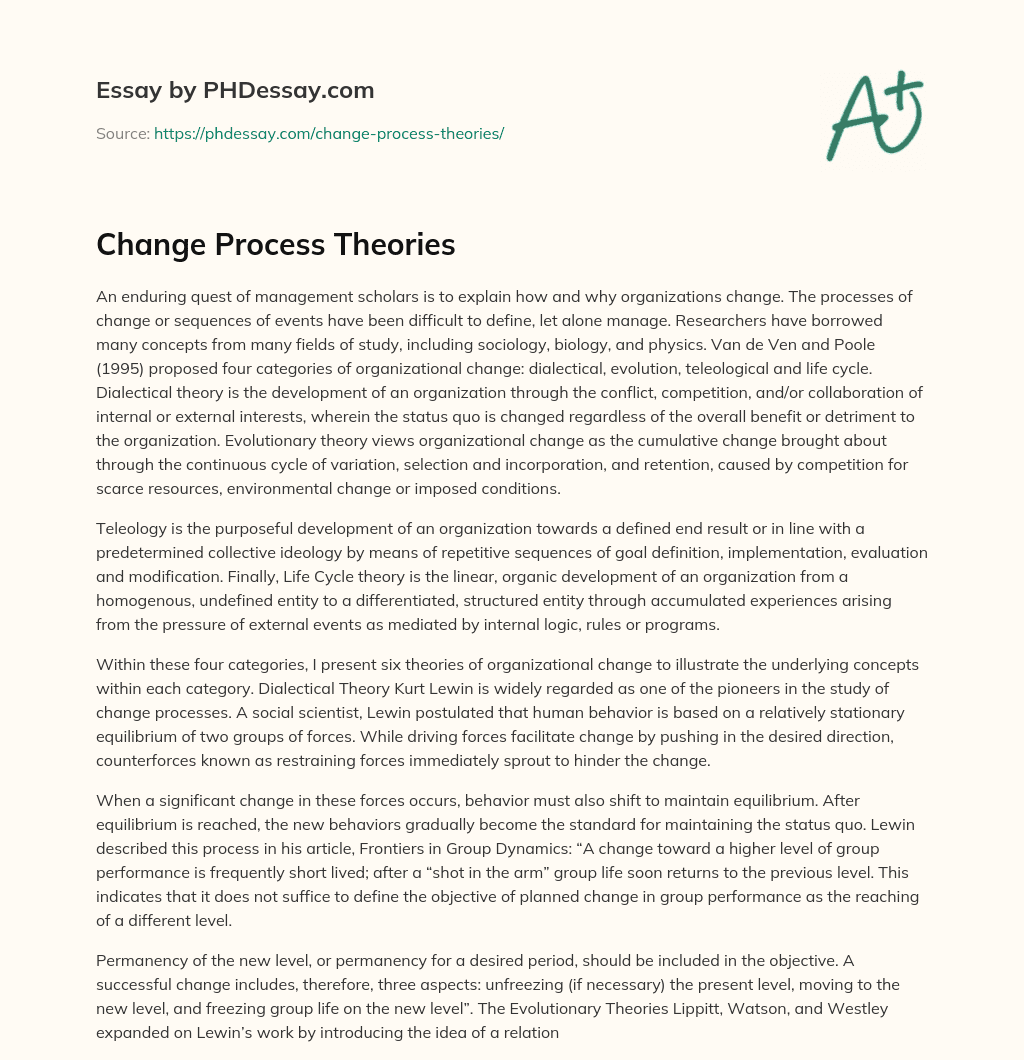 Change Process Theories essay