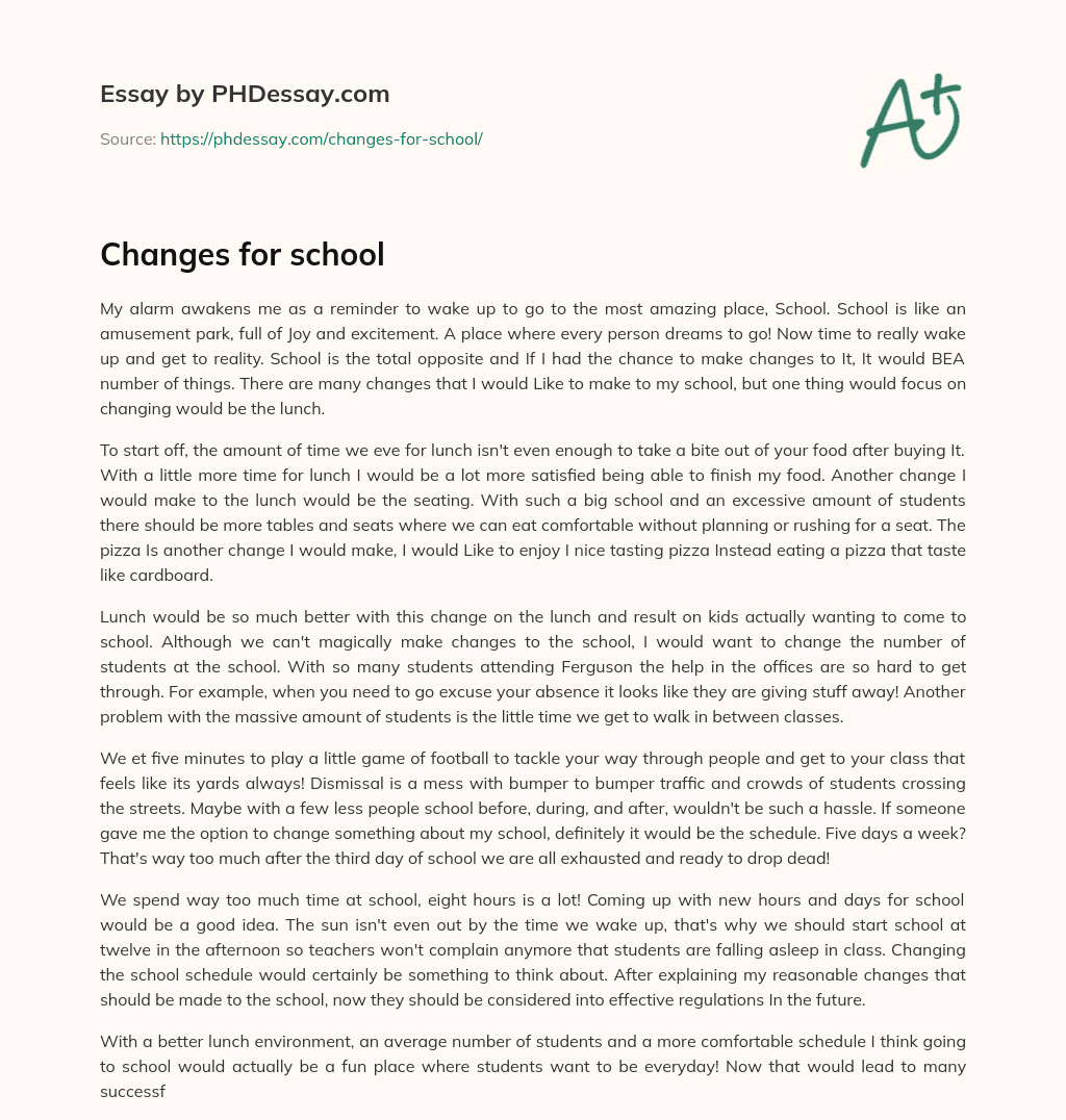 Changes for school essay