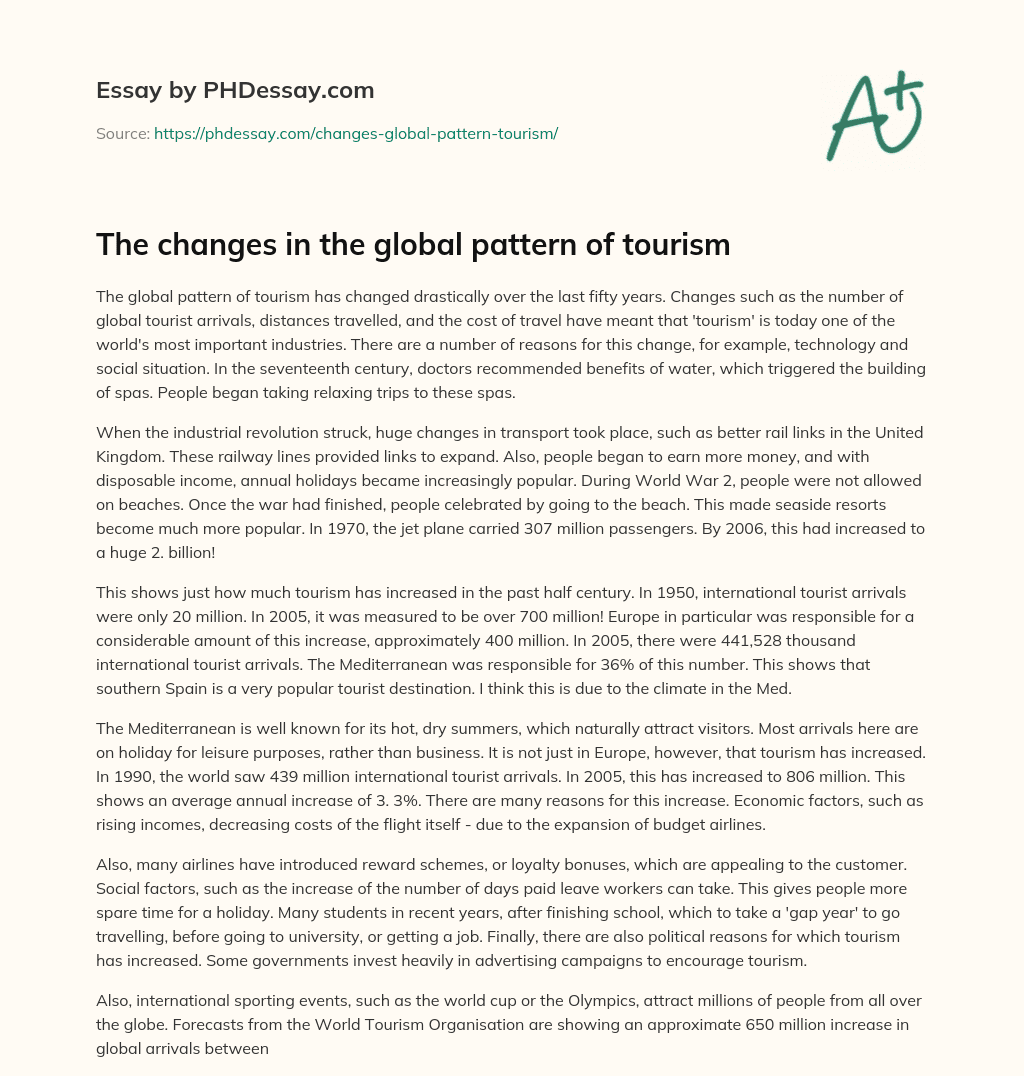 The changes in the global pattern of tourism essay