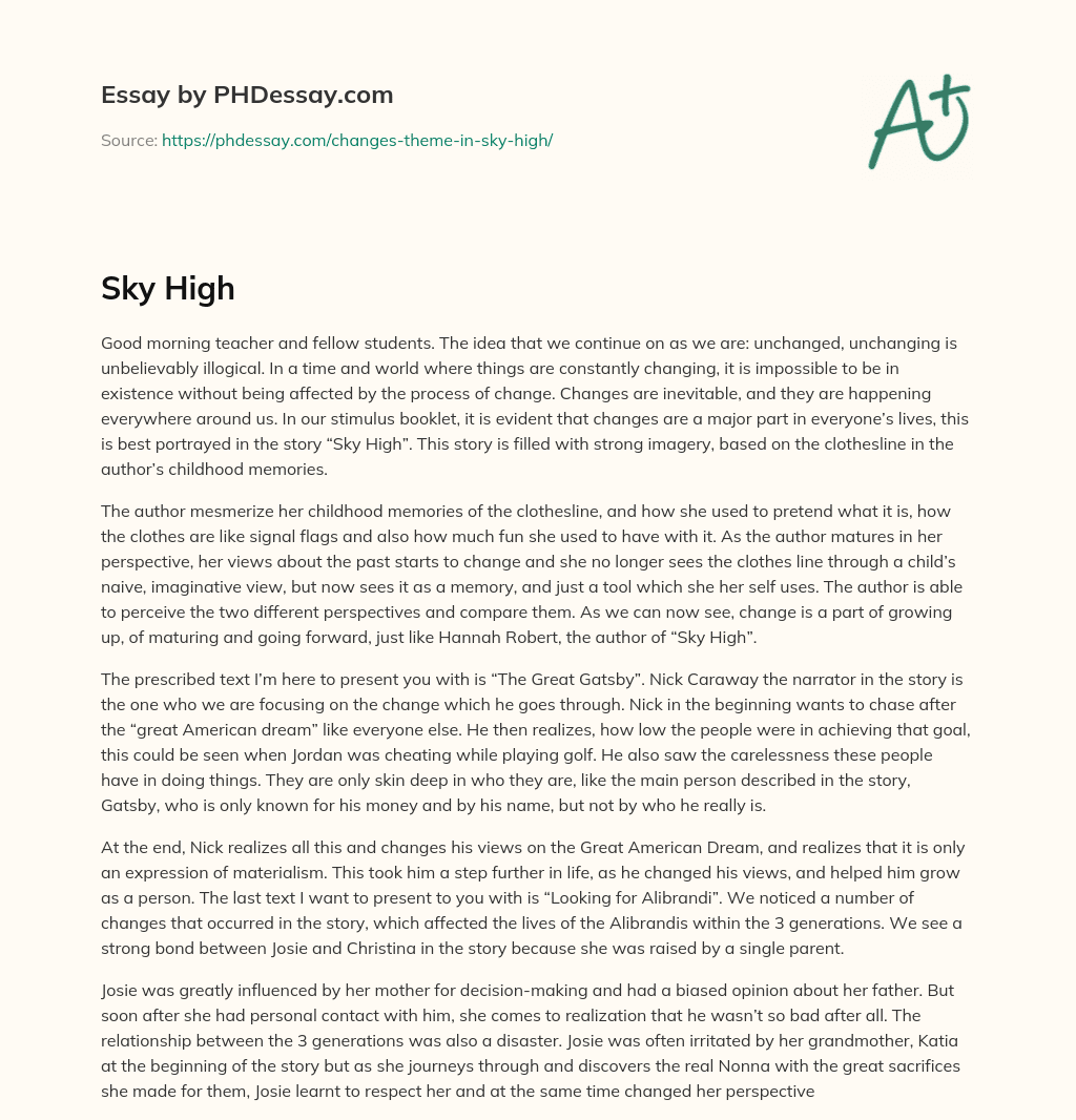 The Inevitability of Change in Life and Literature essay
