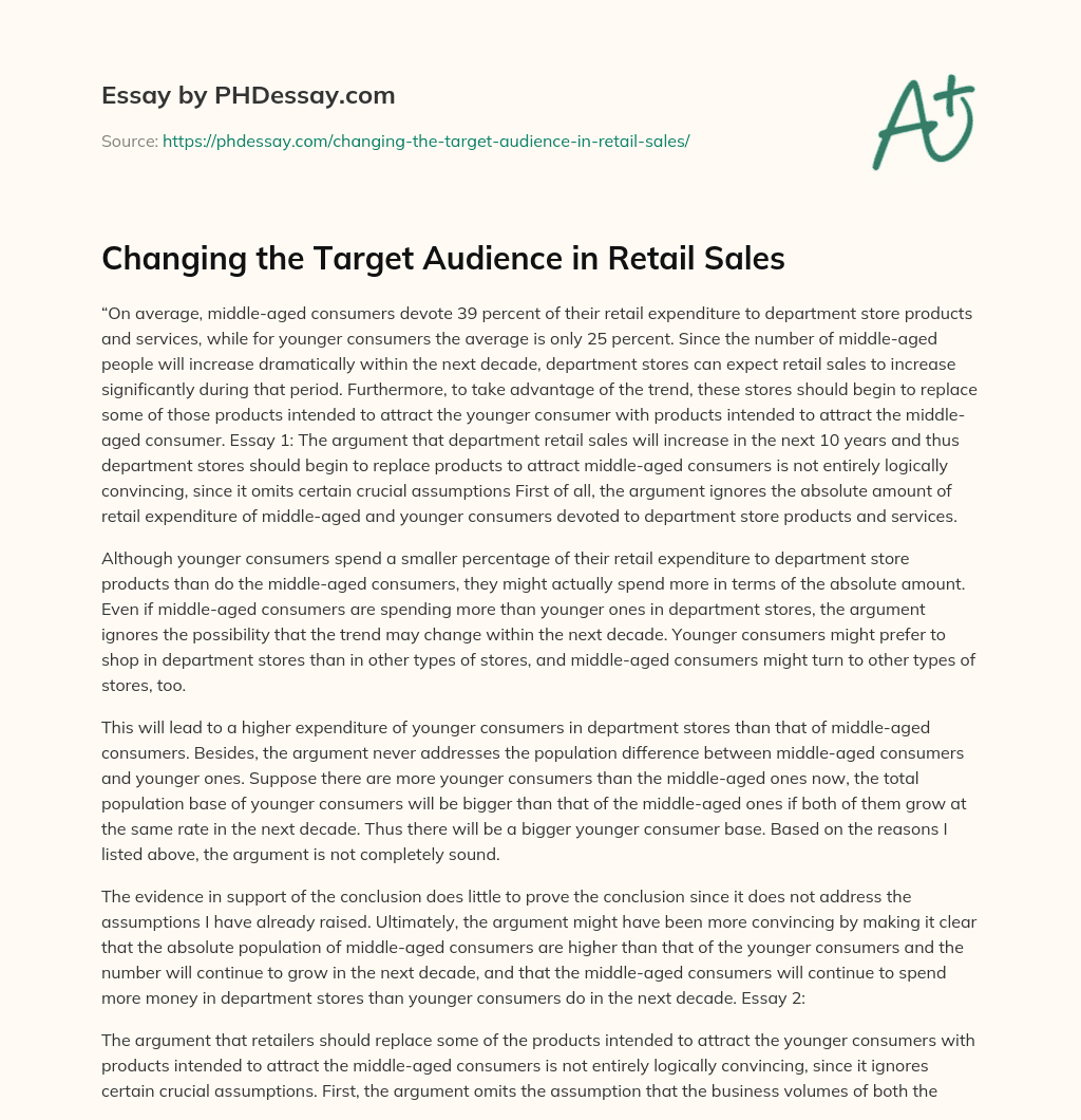 Changing the Target Audience in Retail Sales essay