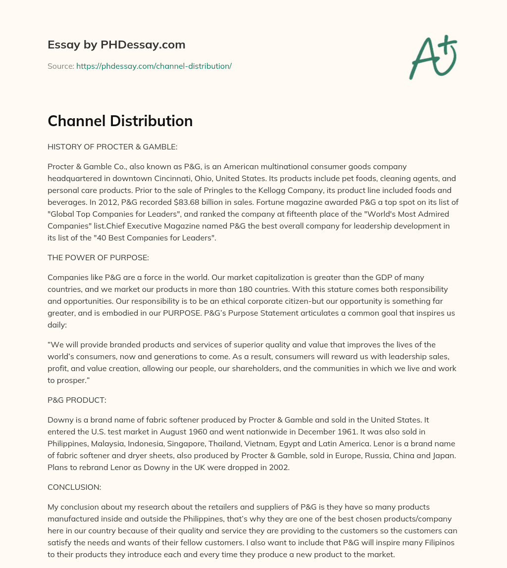 Channel Distribution essay