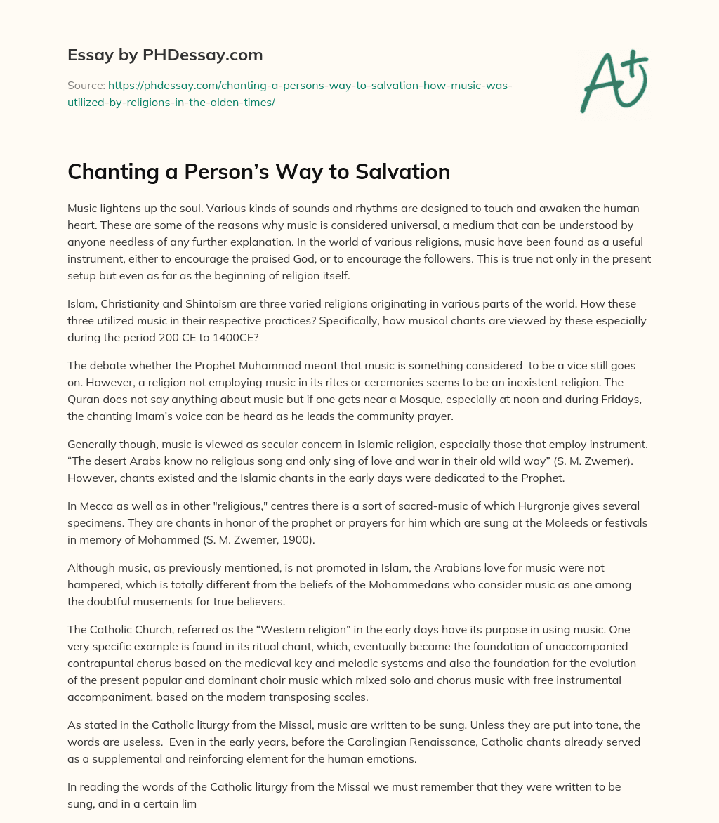 Chanting a Person’s Way to Salvation essay