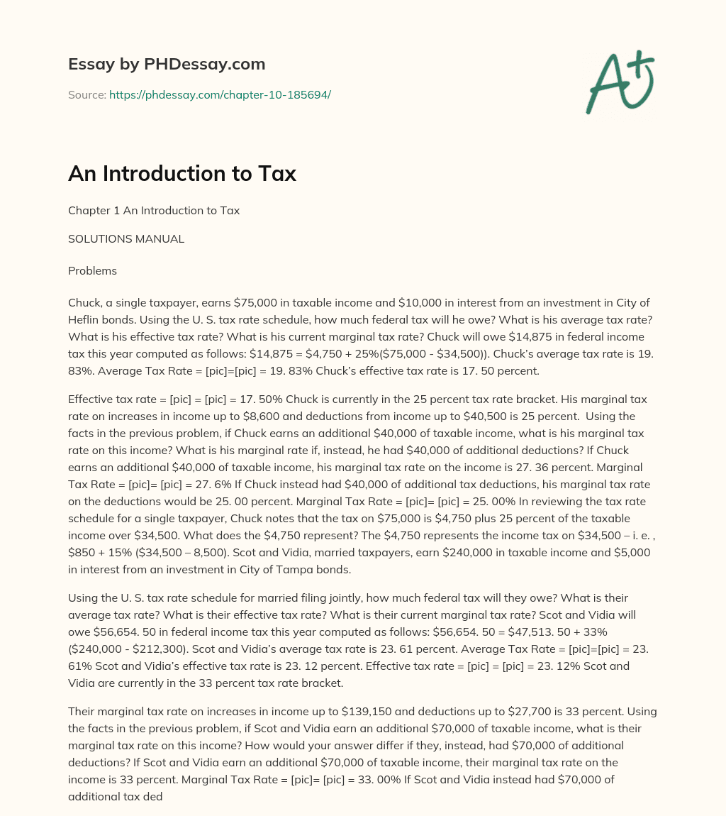 An Introduction to Tax essay