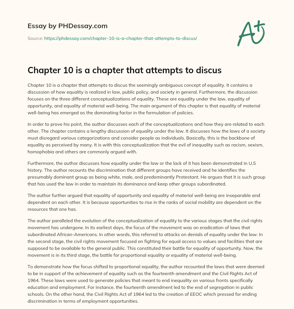 Chapter 10 is a chapter that attempts to discus essay