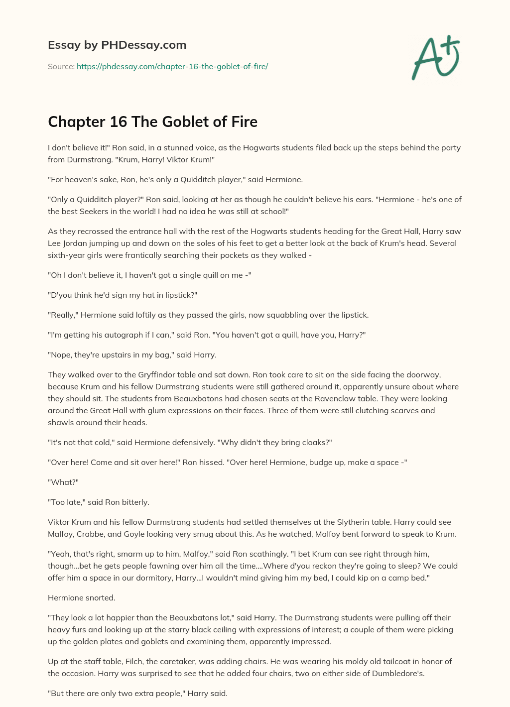 Chapter 16 The Goblet of Fire