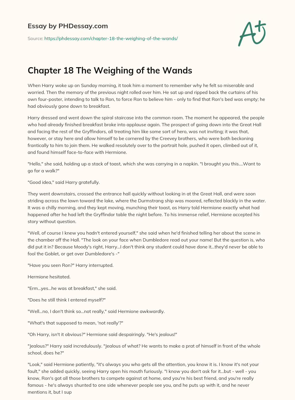 Chapter 18 The Weighing of the Wands essay