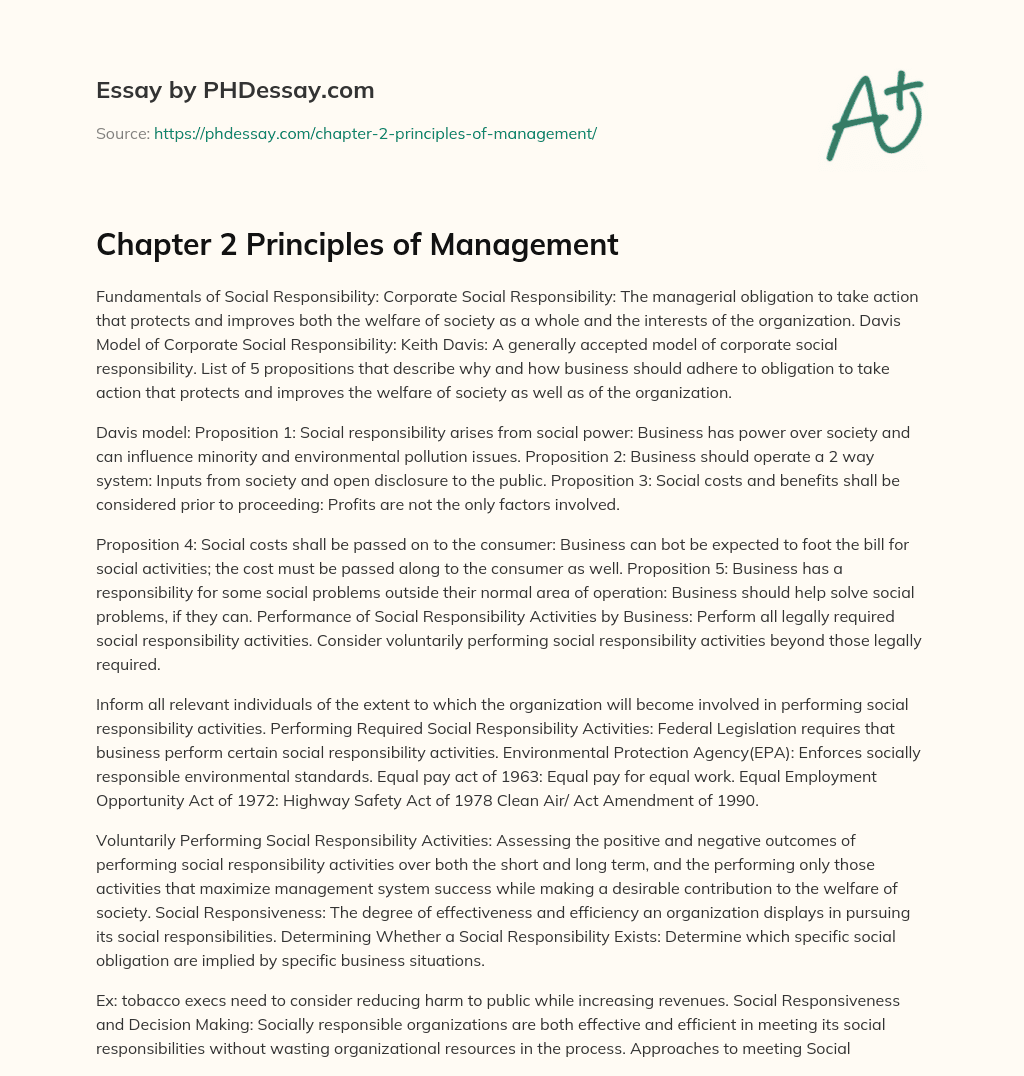 essay about management principles
