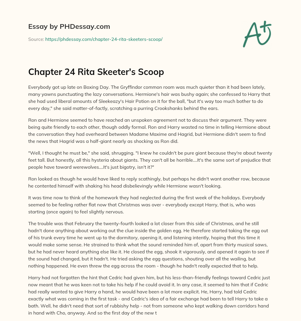 Chapter 24 Rita Skeeter’s Scoop essay
