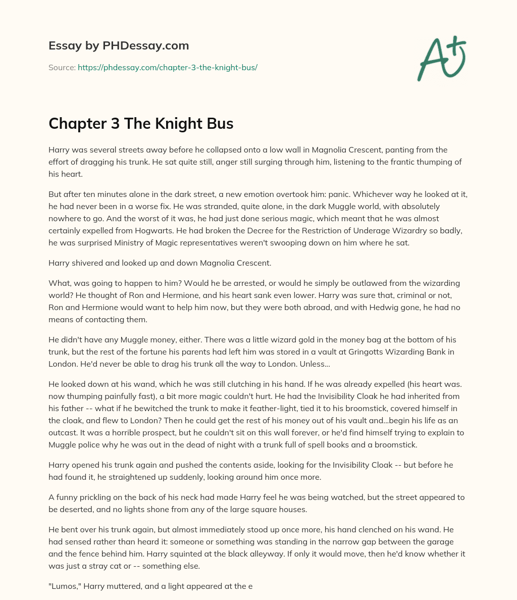 Chapter 3 The Knight Bus essay