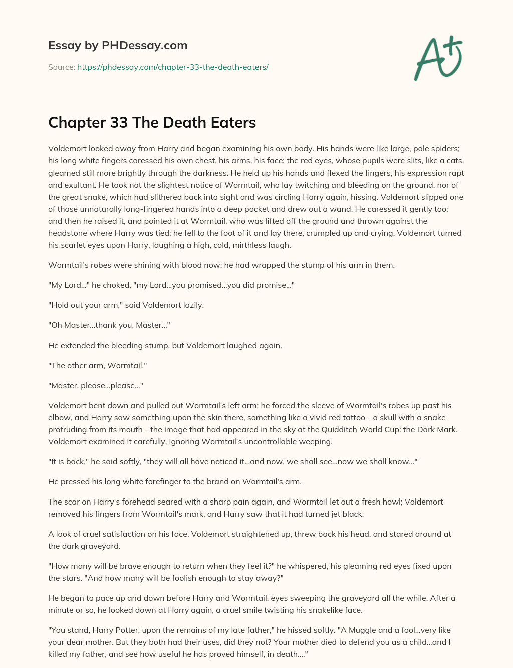 Chapter 33 The Death Eaters essay