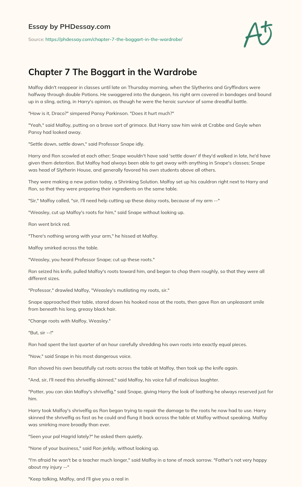 Chapter 7 The Boggart in the Wardrobe essay