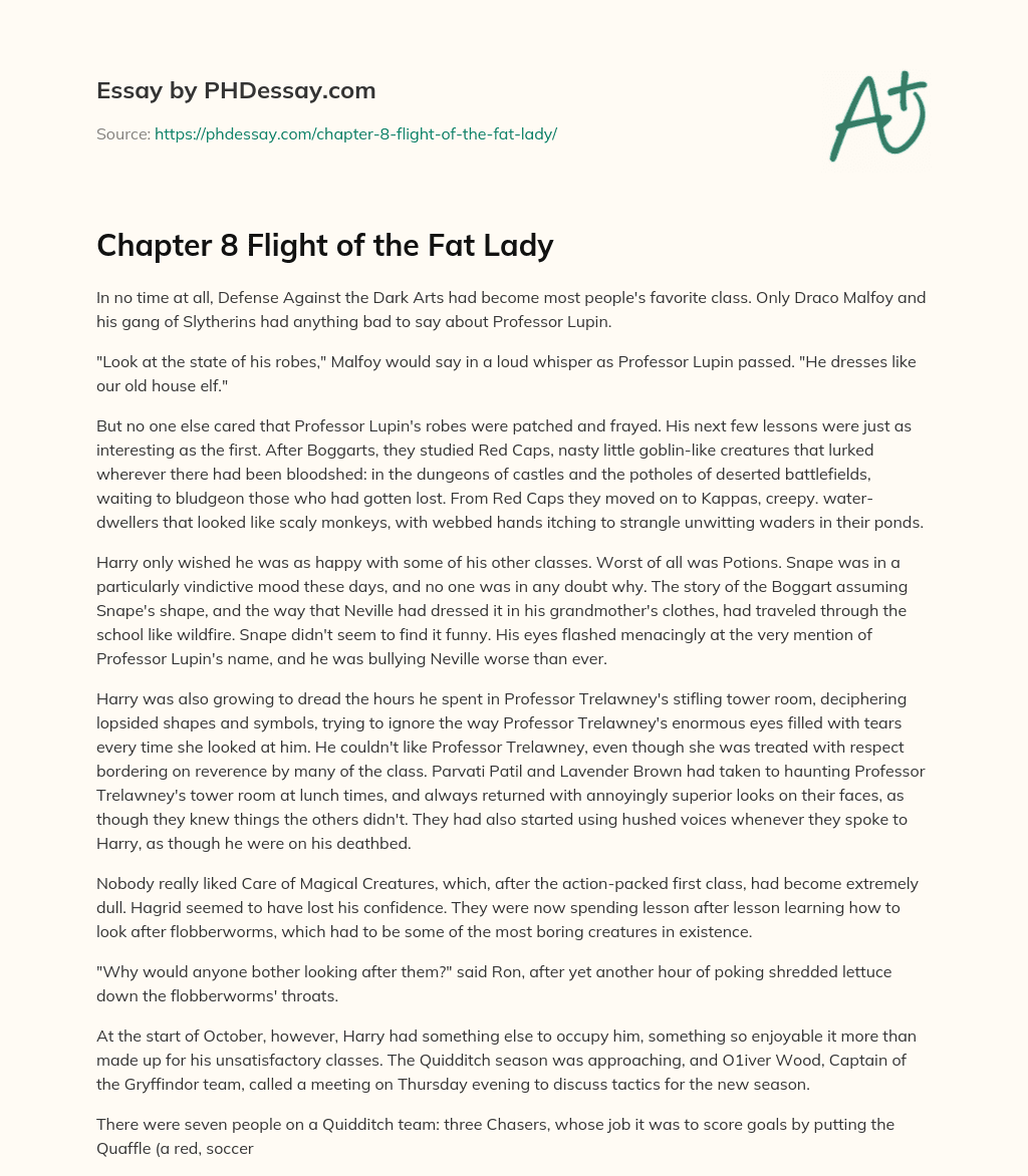 Chapter 8 Flight of the Fat Lady essay