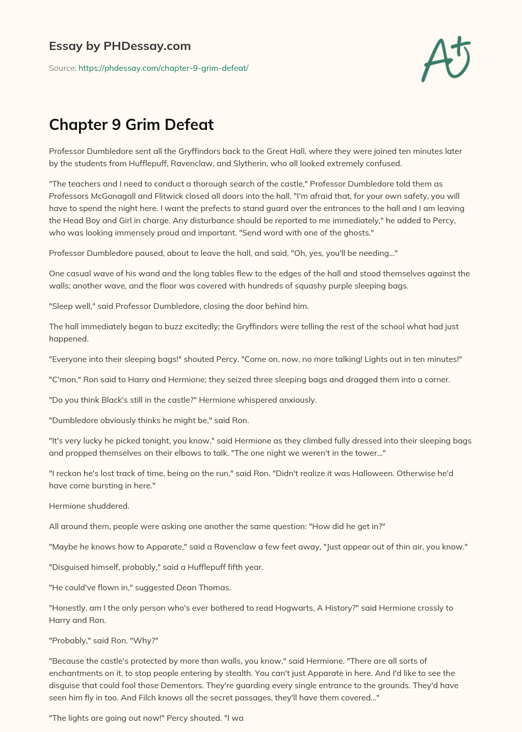 Chapter 9 Grim Defeat essay