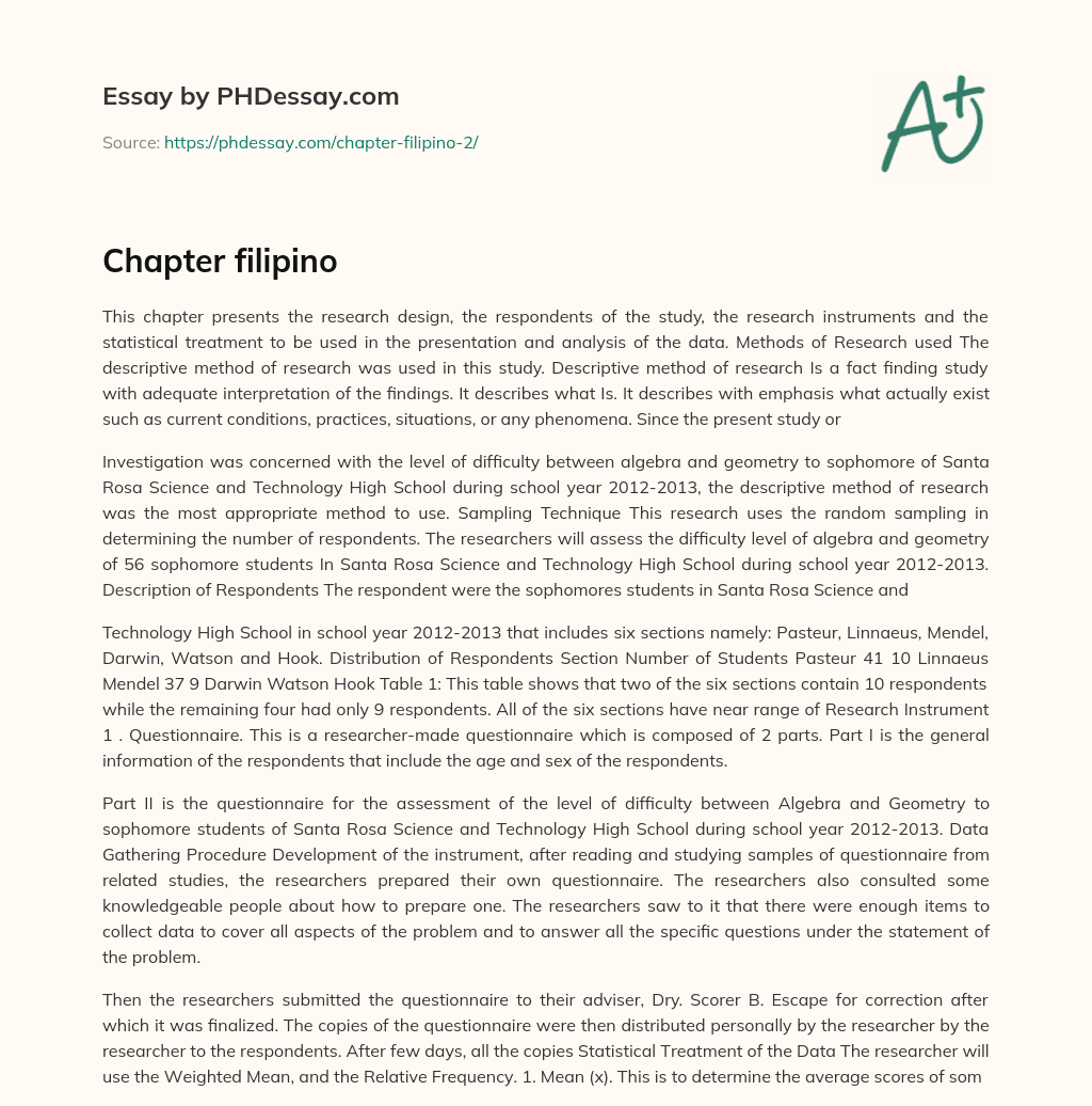 Chapter  filipino essay